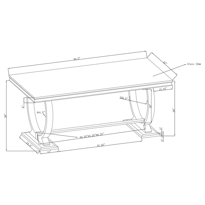 Antoine Rectangular Glass Top Dining Set Chrome