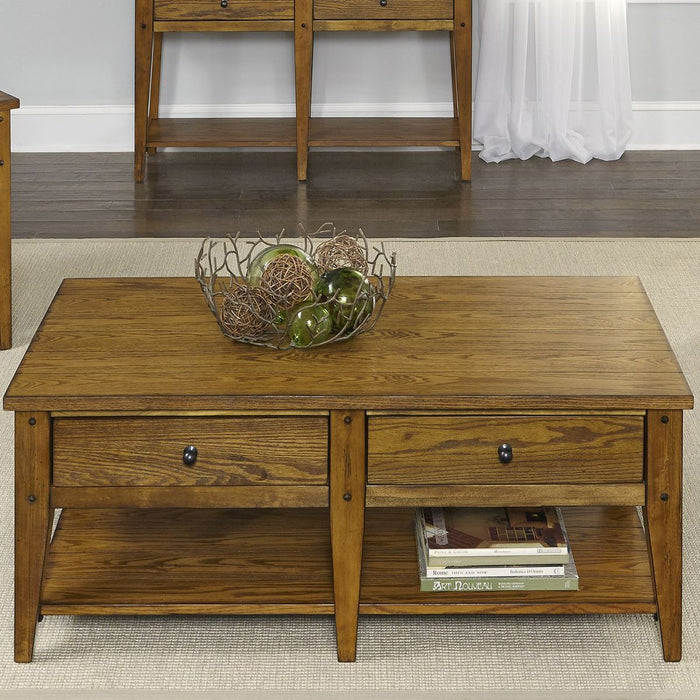 Liberty Furniture Lake House Cocktail Table in Oak