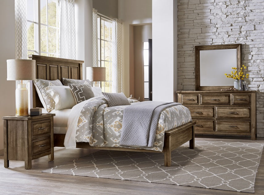 Vaughan-Bassett Maple Road King Mansion Bed w/ Low Profile Footboard in Maple Syrup