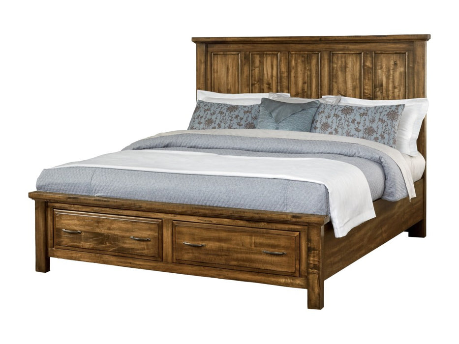 Vaughan-Bassett Maple Road King Mansion Bed w/ Storage Footboard in Antique Amish image