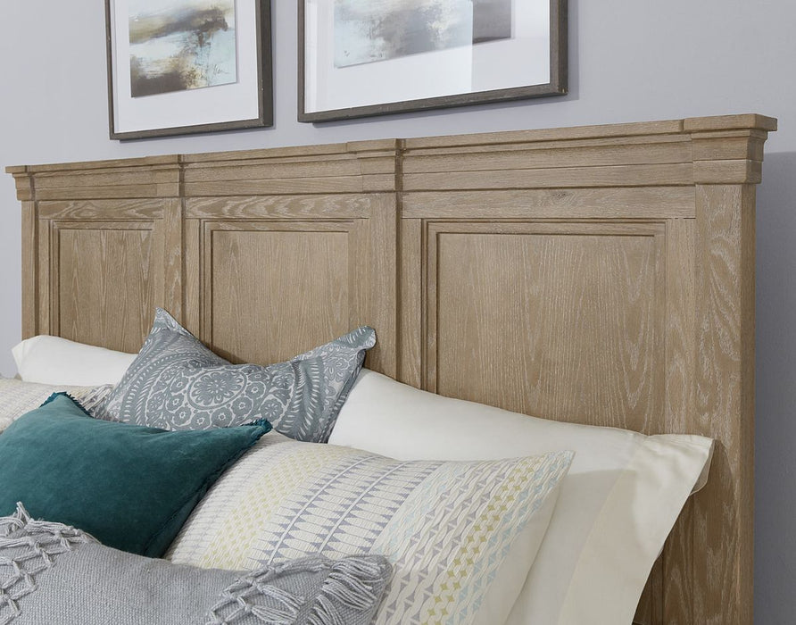 Vaughan-Bassett Passageways Deep Sand Cal King Mansion Bed with Low Profile Footboard in Medium Brown