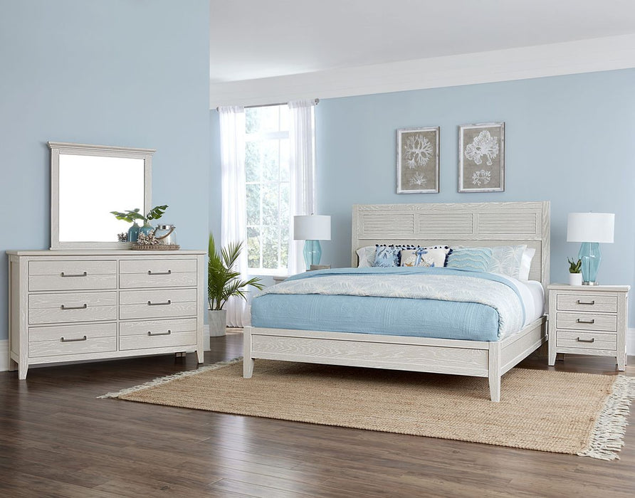 Vaughan-Bassett Passageways Oyster Grey Cal King Louvered Bed with Low Profile Footboard in Grey