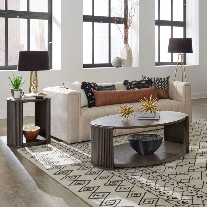 Liberty Furniture City View Oval Cocktail Table in Coffee Bean