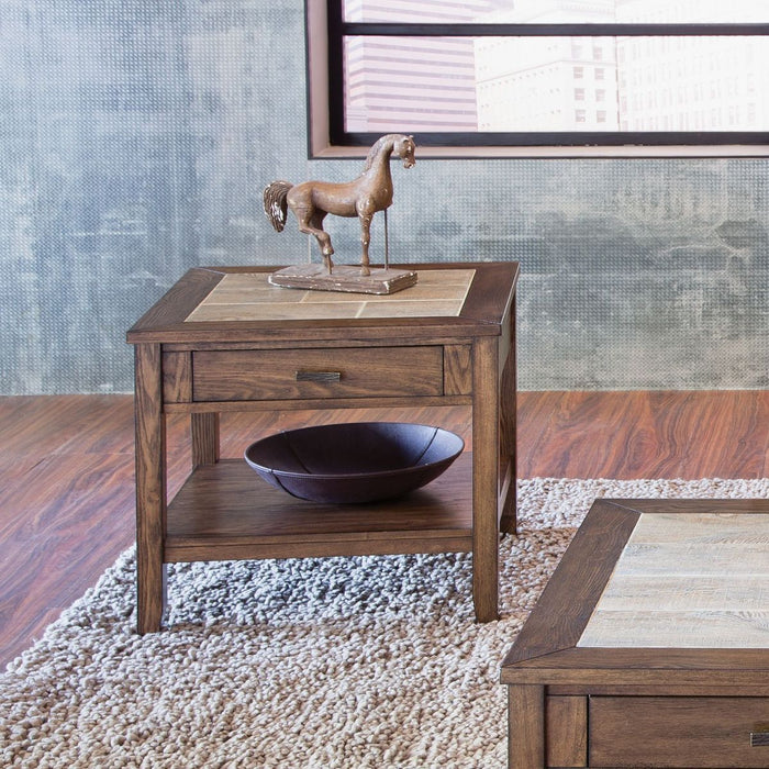 Liberty Furniture Mesa Valley End Table in Tobacco