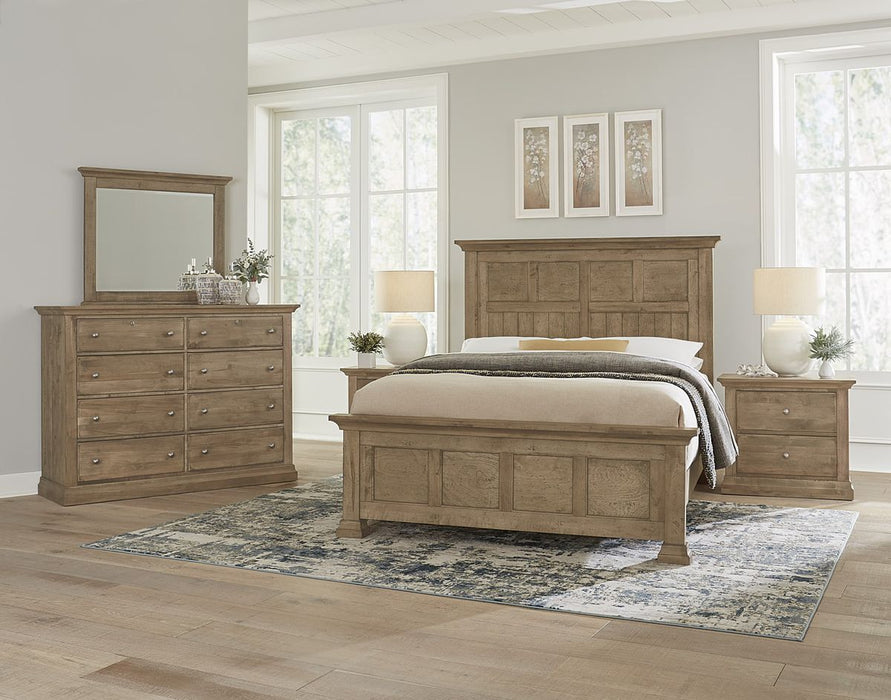 Vaughan Bassett Carlisle Cal King Window Pane Bed in Warm Natural