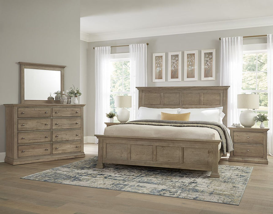 Vaughan Bassett Carlisle Queen Window Pane Bed in Natural Grey