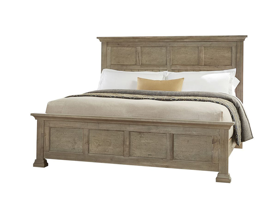 Vaughan Bassett Carlisle King Window Pane Bed in Natural Grey image