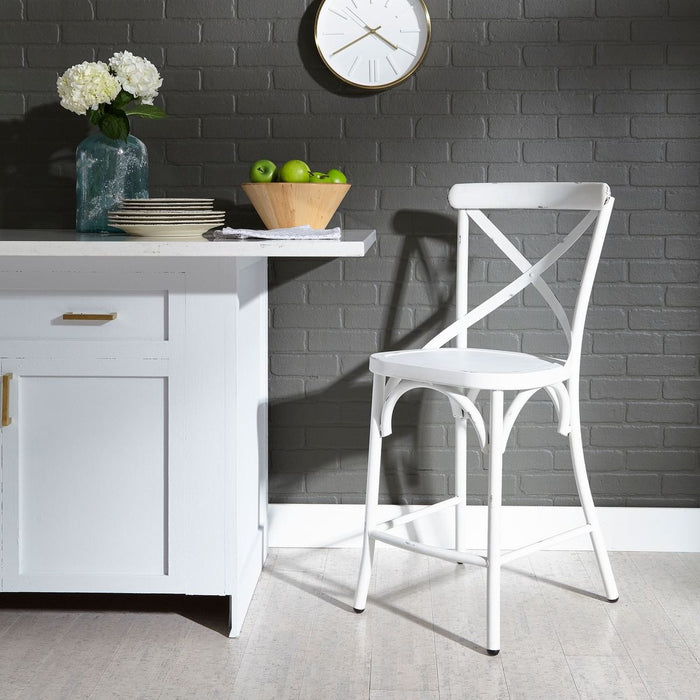 Liberty Furniture Vintage Series X Back Counter Chair in Antique White (Set of 2)