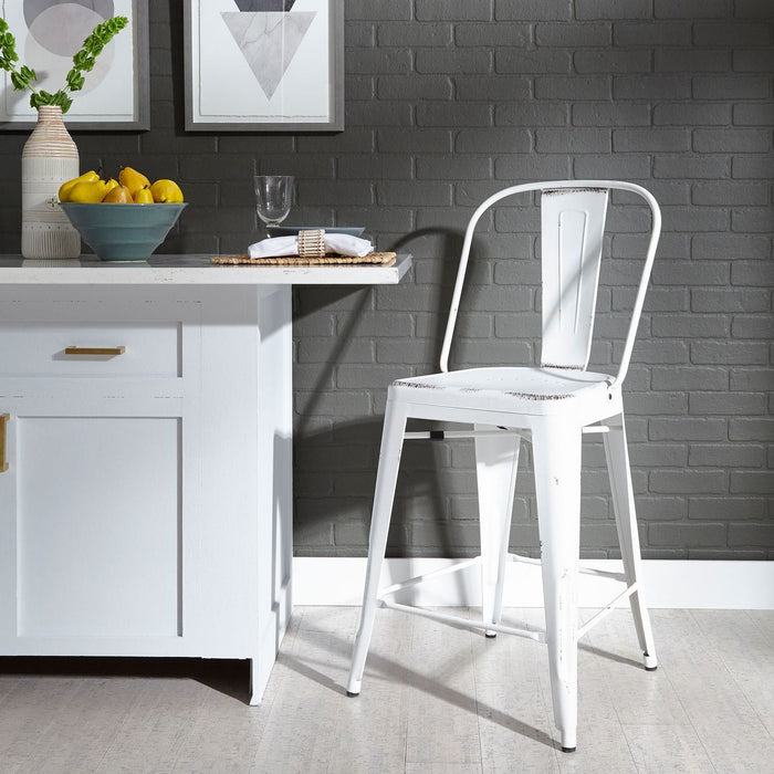Liberty Furniture Vintage Series Bow Back Counter Chair in Antique White (Set of 2)