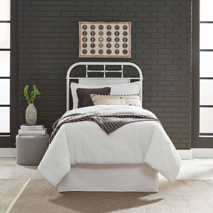Liberty Furniture Vintage Series Full Metal Headboard in Antique White