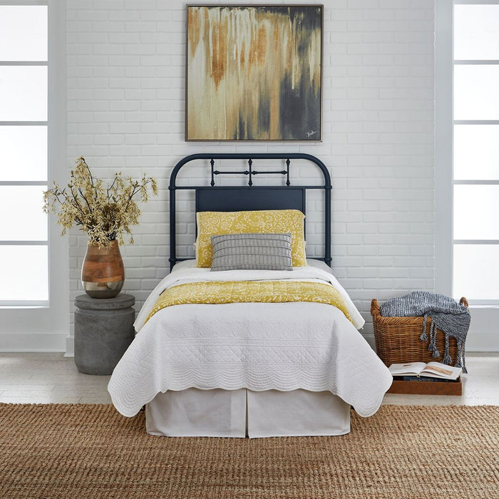 Liberty Furniture Vintage Series Twin Metal Headboard in Navy