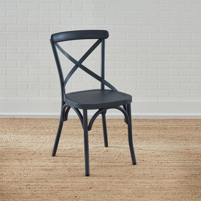 Liberty Furniture Vintage Series X Back Side Chair in Navy (Set of 2)