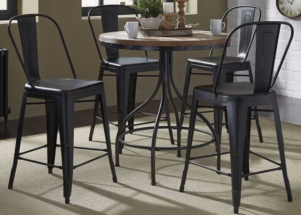 Liberty Furniture Vintage Dining Series Bow Back Counter Chair in Black (Set of 2)