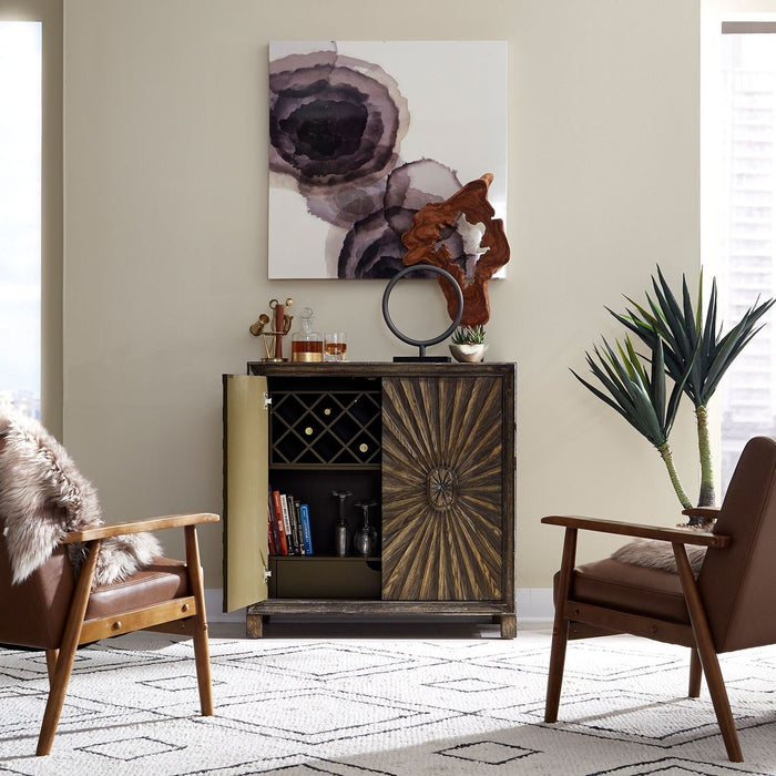 Liberty Furniture Chaucer 2 Door Wine Accent Cabinet in Aged Whiskey