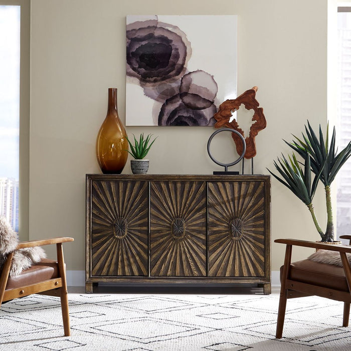 Liberty Furniture Chaucer 3 Door Accent Cabinet in Aged Whiskey
