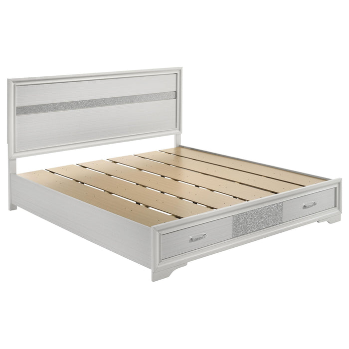 Miranda California King. E.King, & Queen 2-drawer Storage Bed Black & White