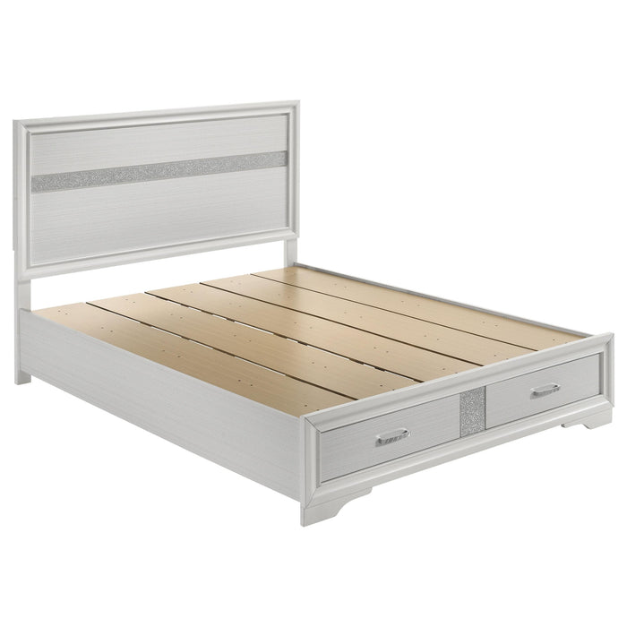Miranda California King. E.King, & Queen 2-drawer Storage Bed Black & White