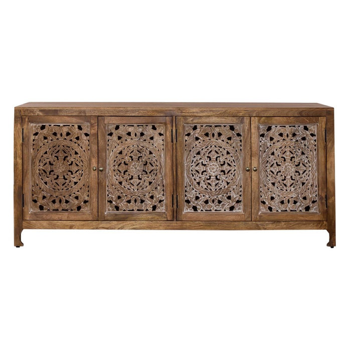 Liberty Furniture Marisol 74 Inch 4 Door Accent TV Stand in Weathered Honey and Soft Wash Gray image