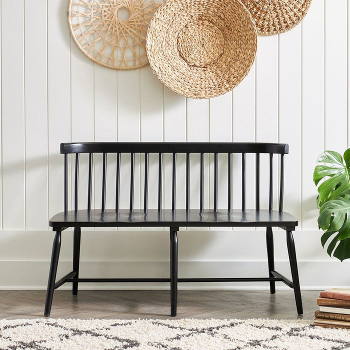 Liberty Furniture Capeside Cottage Spindle Back Dining Bench in Royal Black