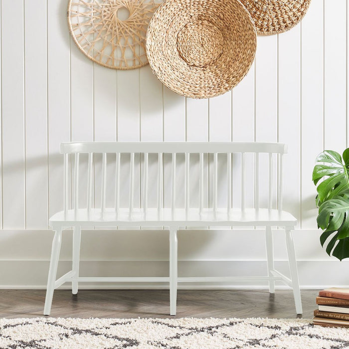 Liberty Furniture Capeside Cottage Spindle Back Dining Bench in Porcelain White