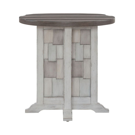 Liberty Furniture River Place Round Chairside Table in Riverstone White & Tobacco image