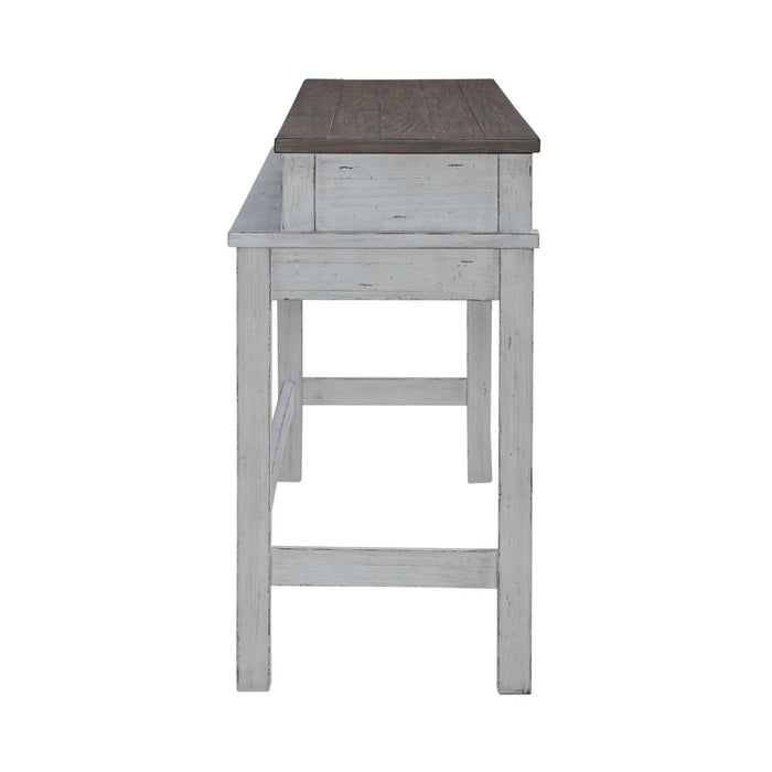 Liberty Furniture River Place Console Bar Table in Riverstone White & Tobacco