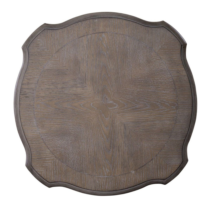 Liberty Furniture Magnolia Manor Round Accent Table in Antique White Base w/ Weathered Bark Tops
