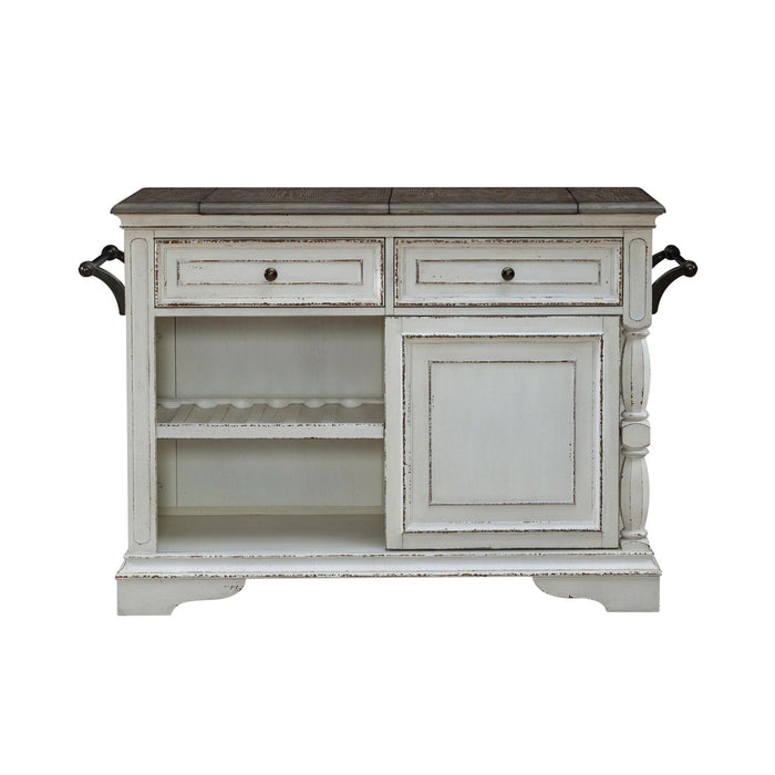 Liberty Furniture Magnolia Manor Bar Cart in Antique White & Weathered Bark EST SHIP TIME APPX 4 WEEKS
