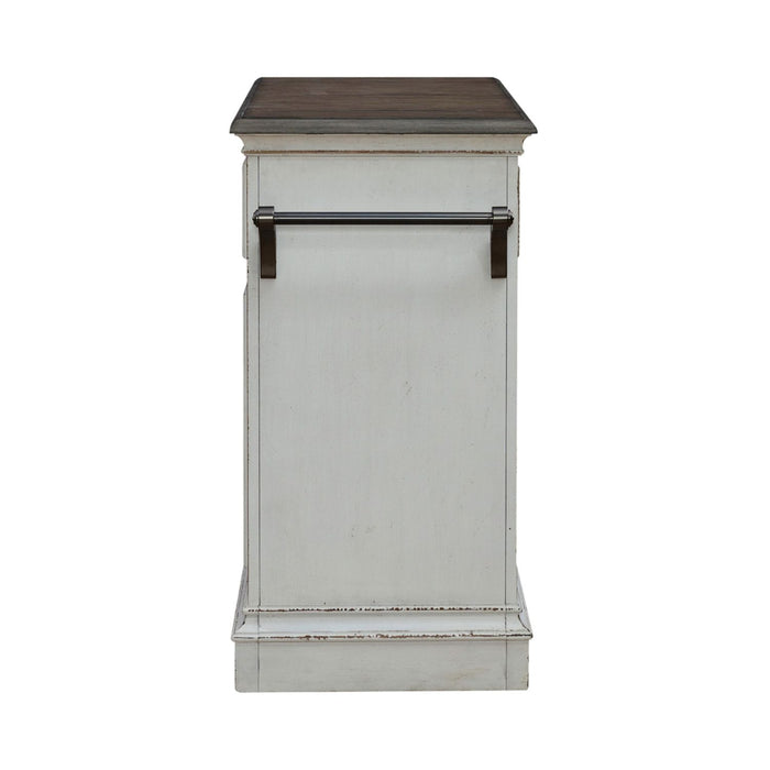 Liberty Furniture Magnolia Manor Bar Cart in Antique White & Weathered Bark EST SHIP TIME APPX 4 WEEKS