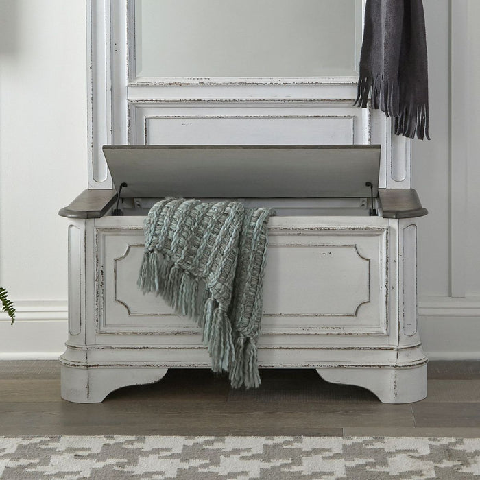Liberty Furniture Magnolia Manor Hall Tree Base in Antique White & Weathered Bark