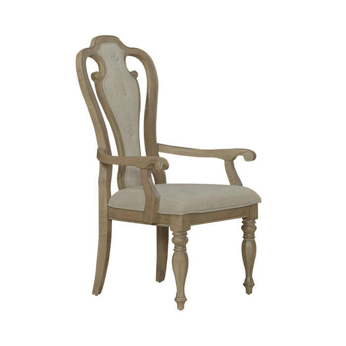 Liberty Furniture Magnolia Manor Splat Back Upholstered Arm Chair (RTA) (Set of 2) in Weathered Bisque image
