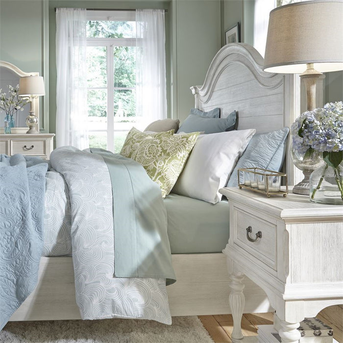 Liberty Furniture Bayside King Panel Bed in Antique White