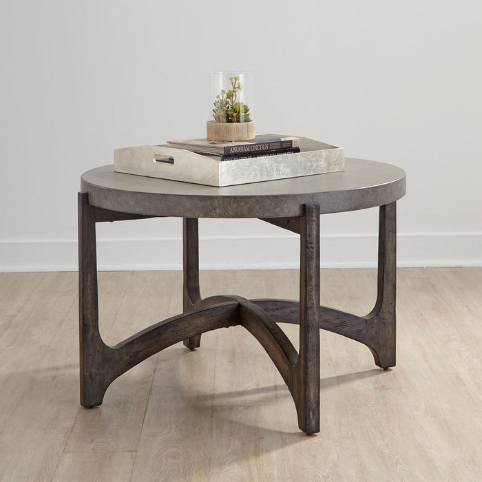 Liberty Furniture Cascade Round Cocktail Table in Wire Brush Rustic Brown