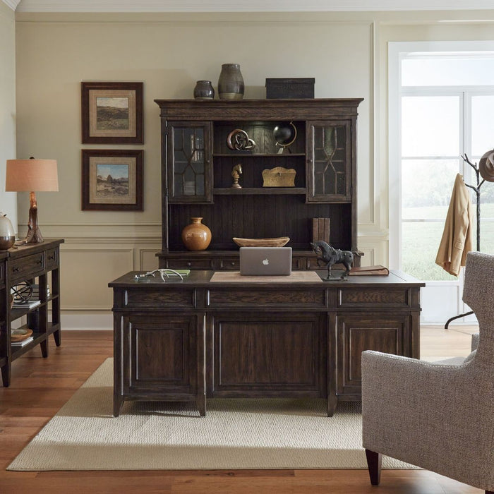 Liberty Furniture Paradise Valley 5 Piece Executive Set in Saddle Brown image