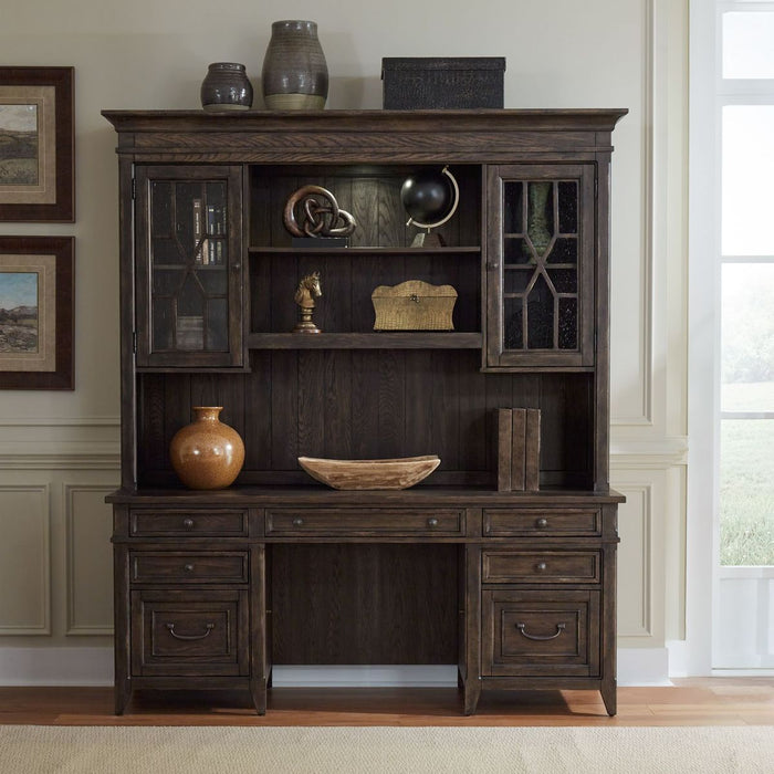 Liberty Furniture Paradise Valley 5 Piece Executive Set in Saddle Brown