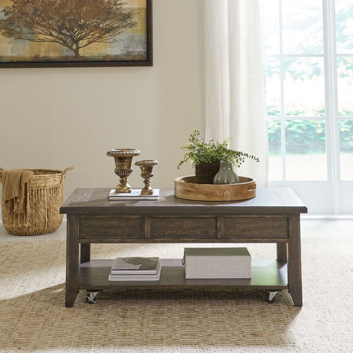 Liberty Furniture Paradise Valley Lift Top Cocktail Table in Saddle Brown image