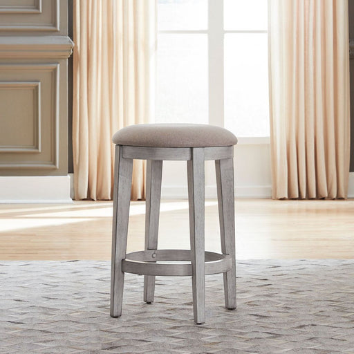 Liberty Furniture Ocean Isle Upholstered Console Stool in Antique White with Weathered Pine image