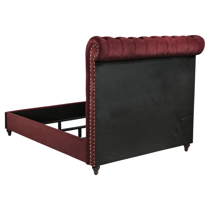 Devon Bedroom Set Wine Red and Dark Oak