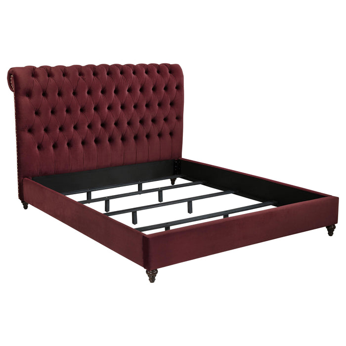 Devon Bedroom Set Wine Red and Dark Oak
