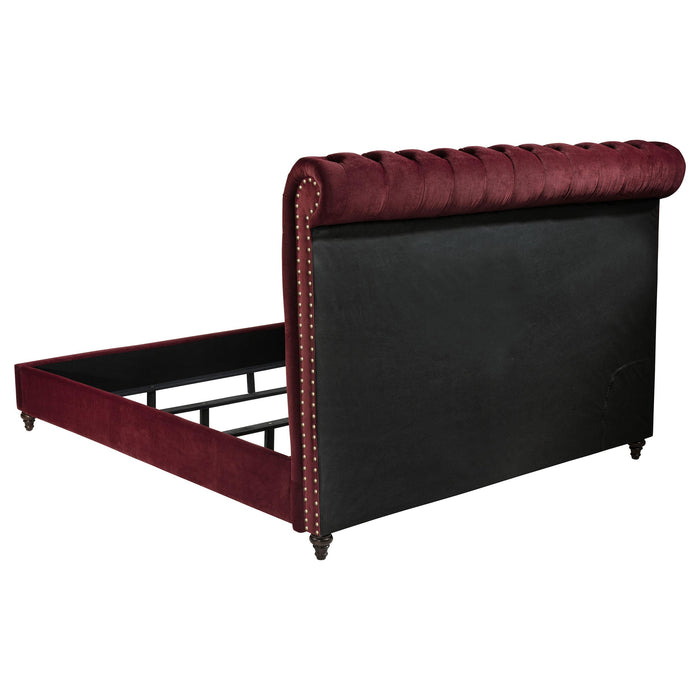 Devon Bedroom Set Wine Red and Dark Oak