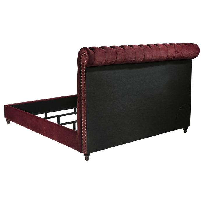 Devon Bedroom Set Wine Red and Dark Oak
