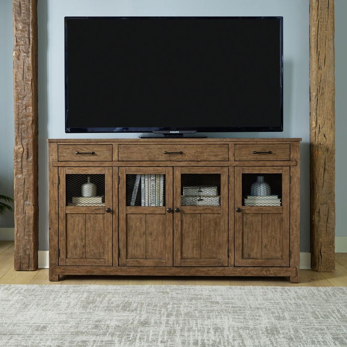 Liberty Furniture Pinebrook Ridge Accent Hall Buffet in Weathered Toffee EST SHIP TIME APPX 4 WEEKS image