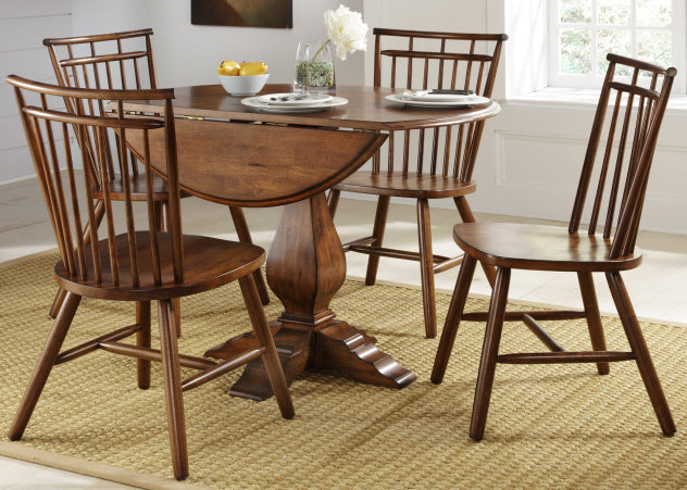 Liberty Furniture Creations II Drop Leaf Pedestal Table in Tobacco Finish