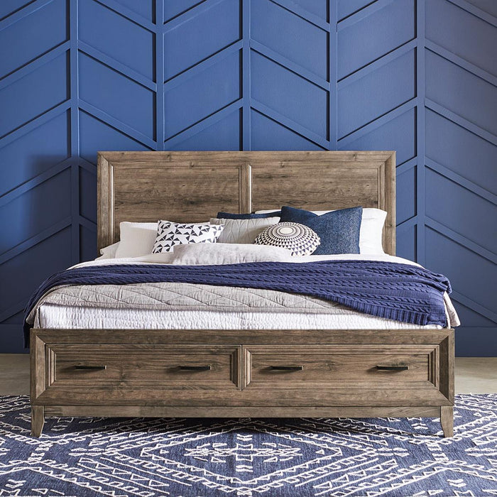 Liberty Furniture Ridgecrest King Storage Bed in Cobblestone