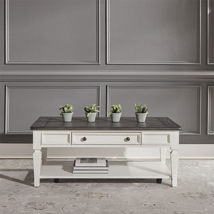 Liberty Allyson Park Rectangular Cocktail Table in Wirebrushed White