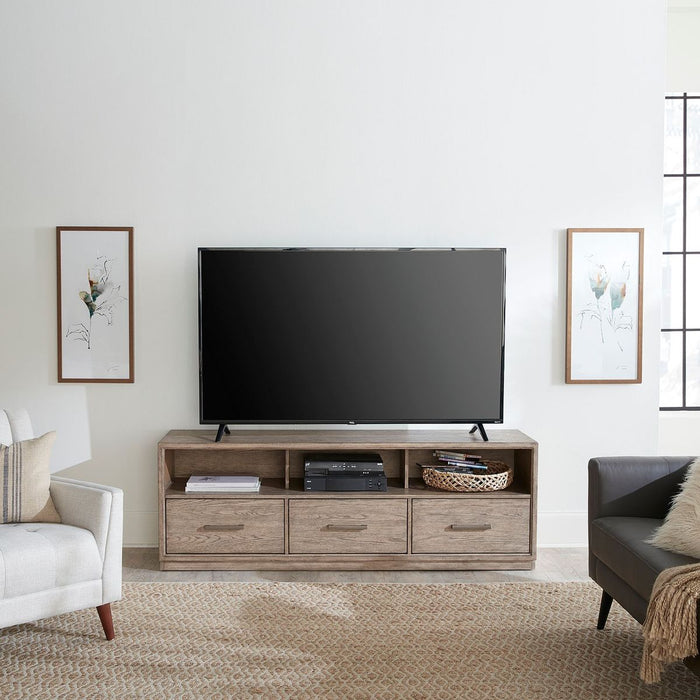 Liberty Furniture City Scape Entertainment TV Console in Burnished Beige