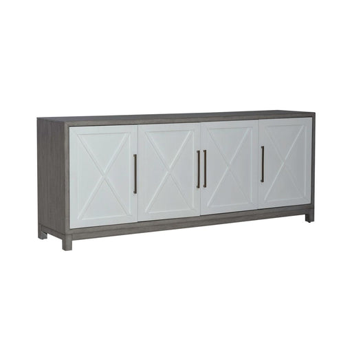 Liberty Furniture Palmetto Heights 78 Inch TV Console in Shell White/ Driftwood image