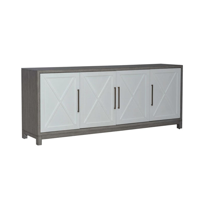 Liberty Furniture Palmetto Heights 78 Inch TV Console in Shell White/ Driftwood image