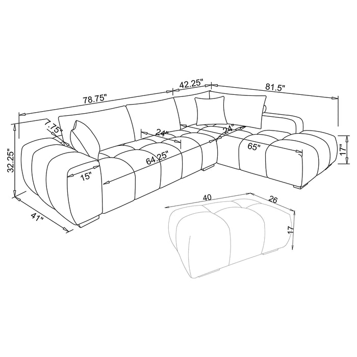 Camacho Upholstered Sectional Sofa with Ottoman Set