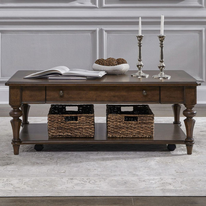 Liberty Furniture Arden Road Rectangular Cocktail Table in Satin Cherry image